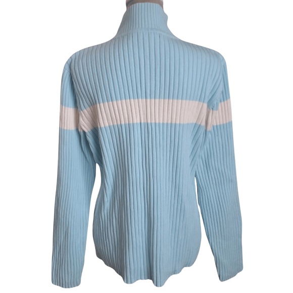VTG Y2K Preppy Tommy Hilfiger Women's Light Blue Ribbed Henley Sweater Size 2X - Picture 3 of 8